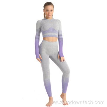 Conjunto de Yoga de alta calidad para mujer, 2 uds., Mallas deportivas sin costuras para gimnasio, chaqueta corta, ropa deportiva, pantalones de yoga, sujetador Joga